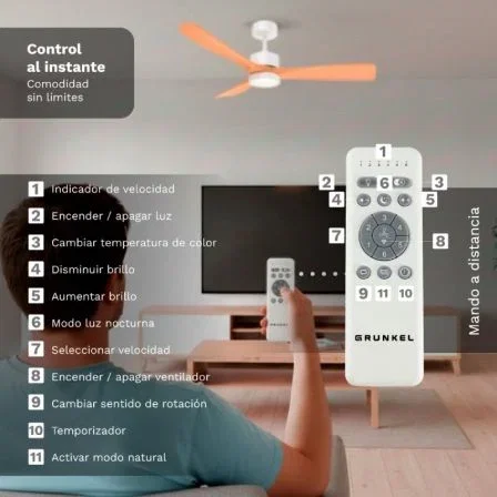 Grunkel Ventilador de techo Skystyle52 35W 3 aspas 132cm 6 velocidades